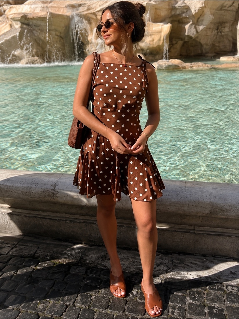 CAMILA COELHO Polka Dot Tie-Shoulder Ruffle Hem Mini Dress - Picture 3 of 5
